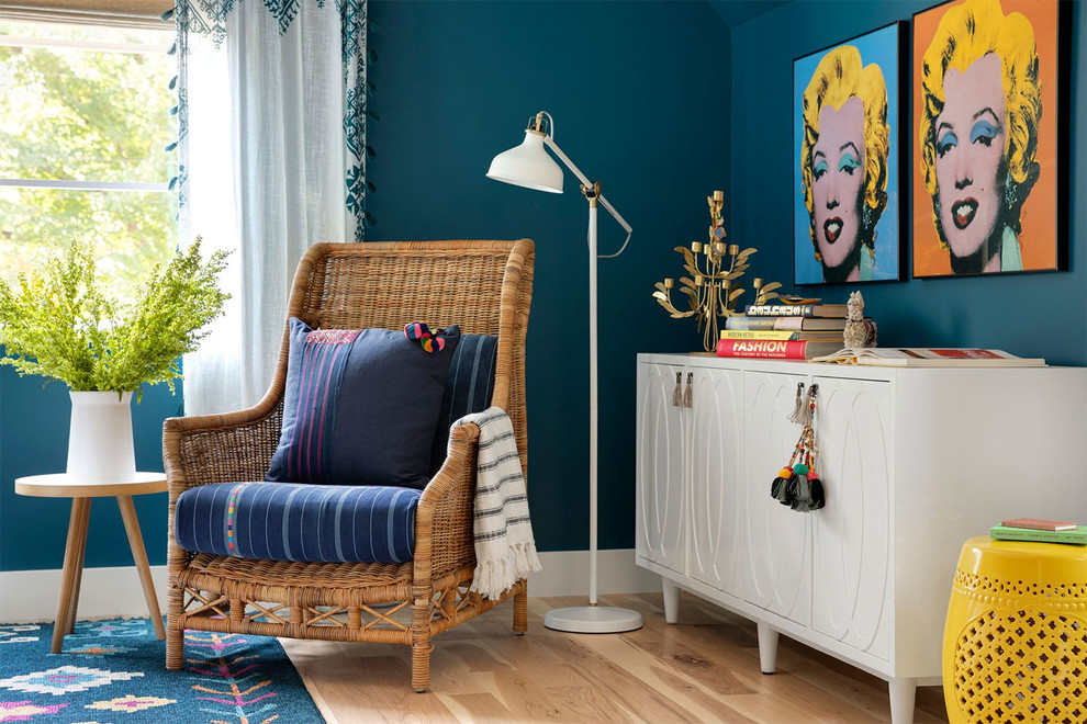 Example of an eclectic bedroom design in Minneapolis