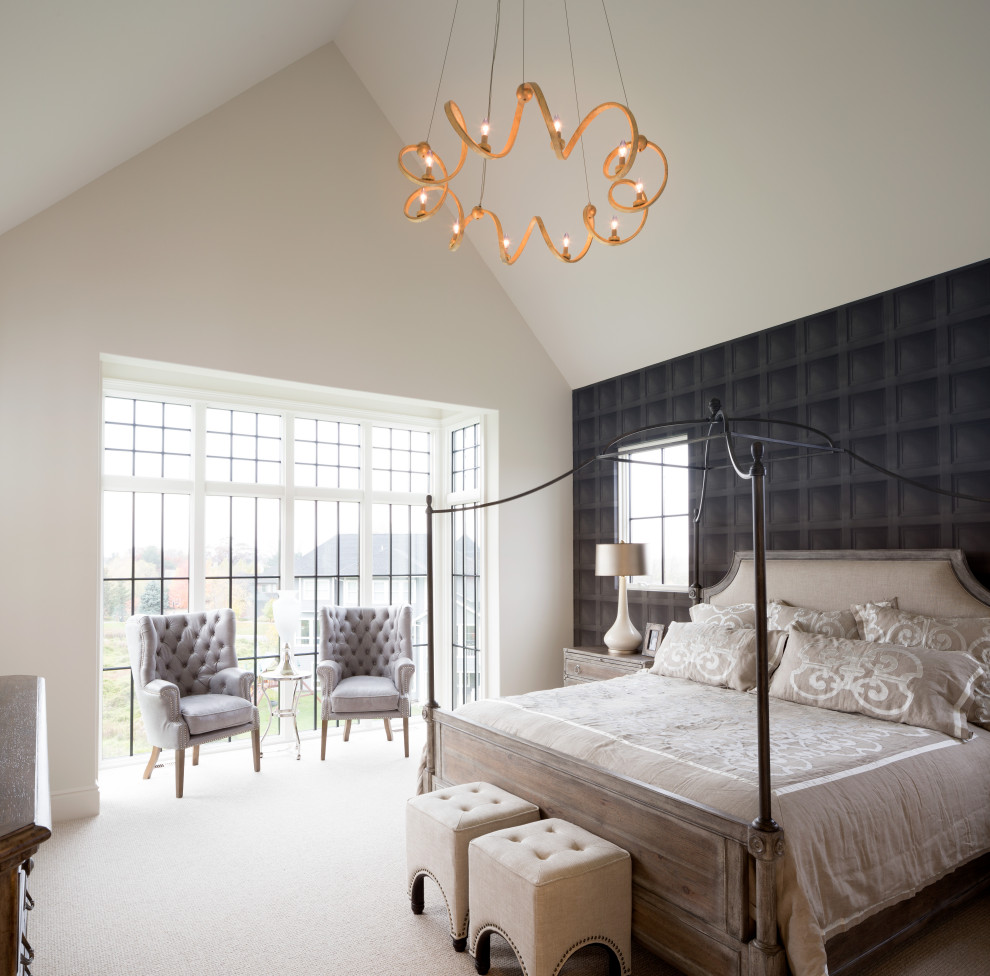 Bold Black & White Contemporary Tudor Bedroom Minneapolis by