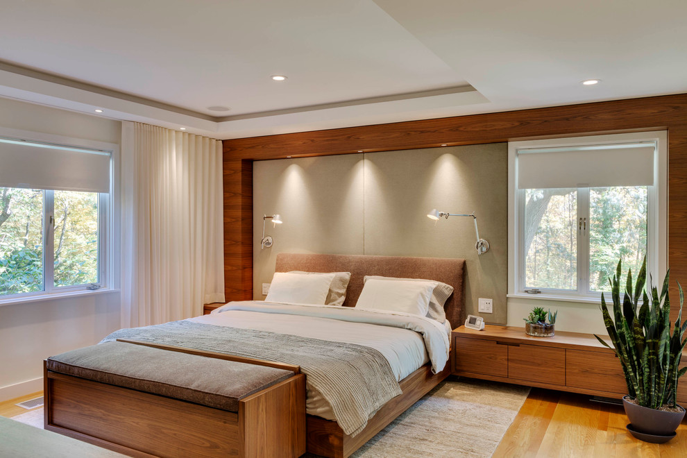Design ideas for a medium sized contemporary master bedroom in Boston.