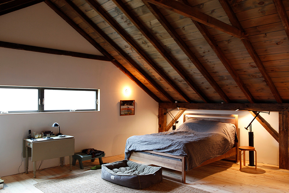 Inspiration for a rustic bedroom in New York.