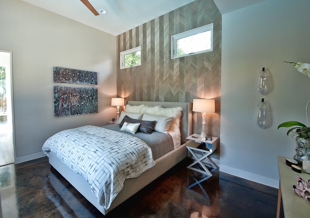 This is an example of a contemporary bedroom in Austin.
