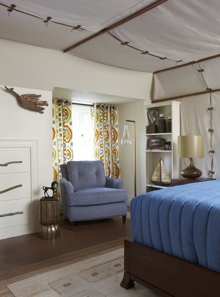 Inspiration for an eclectic bedroom remodel in Bridgeport with white walls