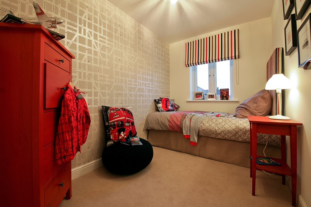 Design ideas for a small contemporary bedroom in Essex.