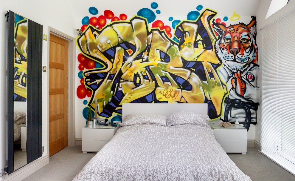 Inspiration for a contemporary concrete floor bedroom remodel in Essex