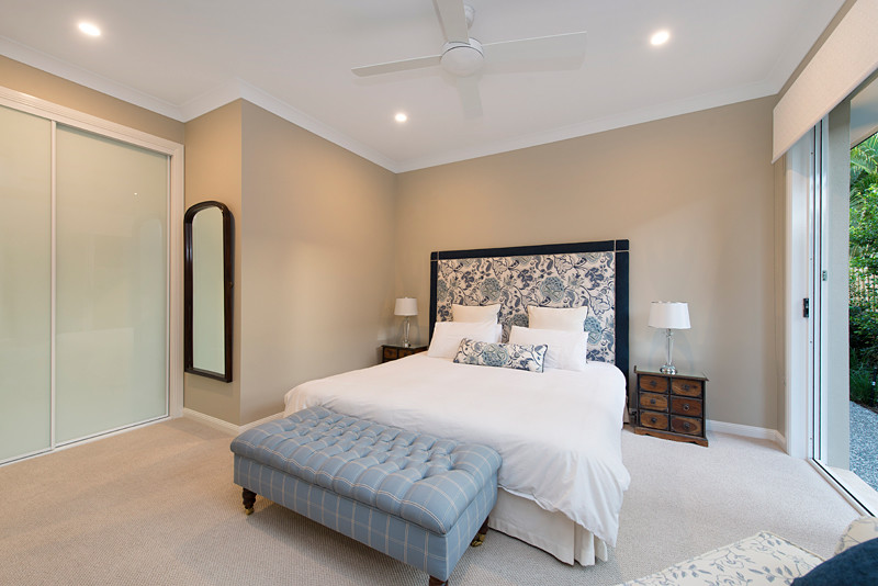 Elegant bedroom photo in Brisbane