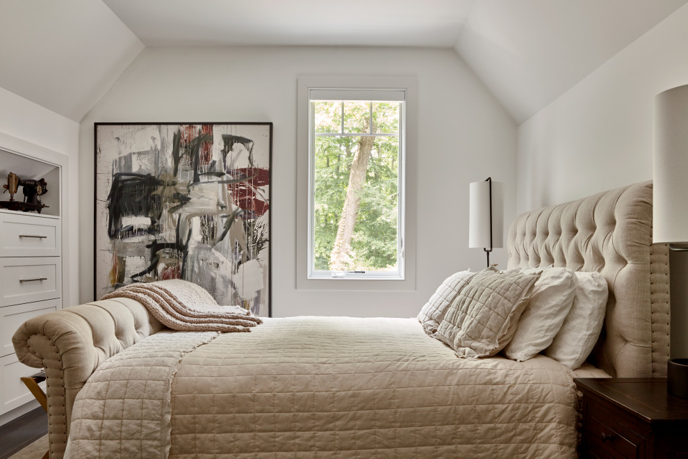 Mid-sized transitional guest bedroom photo in Philadelphia with white walls
