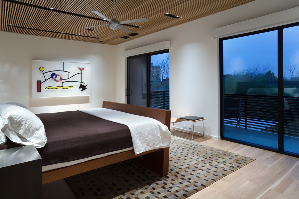 Inspiration for a modern bedroom in Dallas.