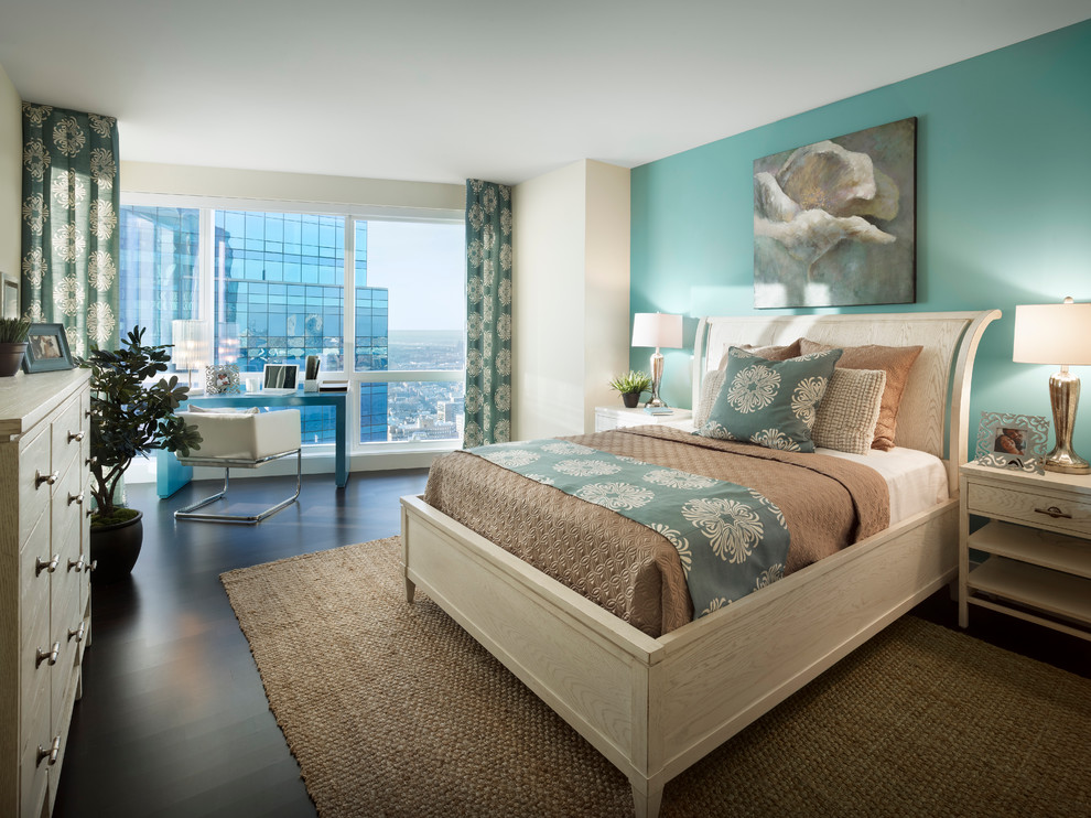 Bedroom - transitional bedroom idea in New York with white walls