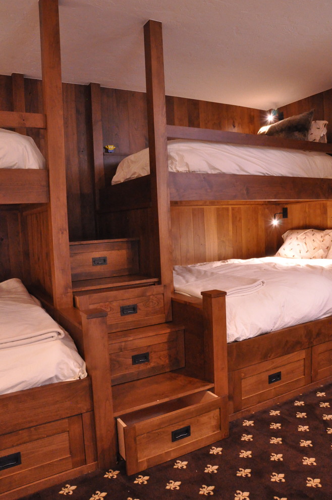Design ideas for a large rustic guest bedroom in Denver.
