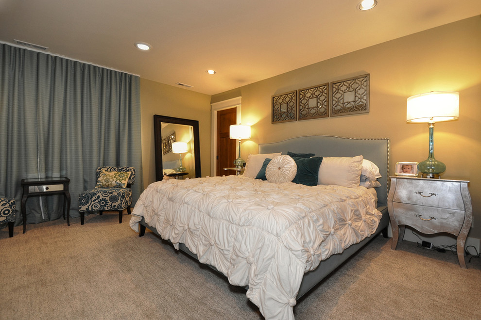 Inspiration for a mid-sized timeless master carpeted bedroom remodel in Seattle with beige walls