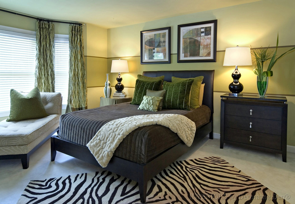 This is an example of a contemporary bedroom in Portland with feature lighting.