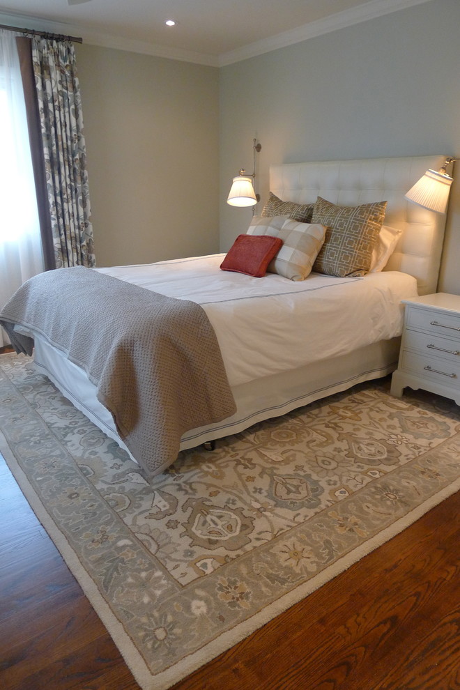 Photo of a classic grey and cream bedroom in Indianapolis.