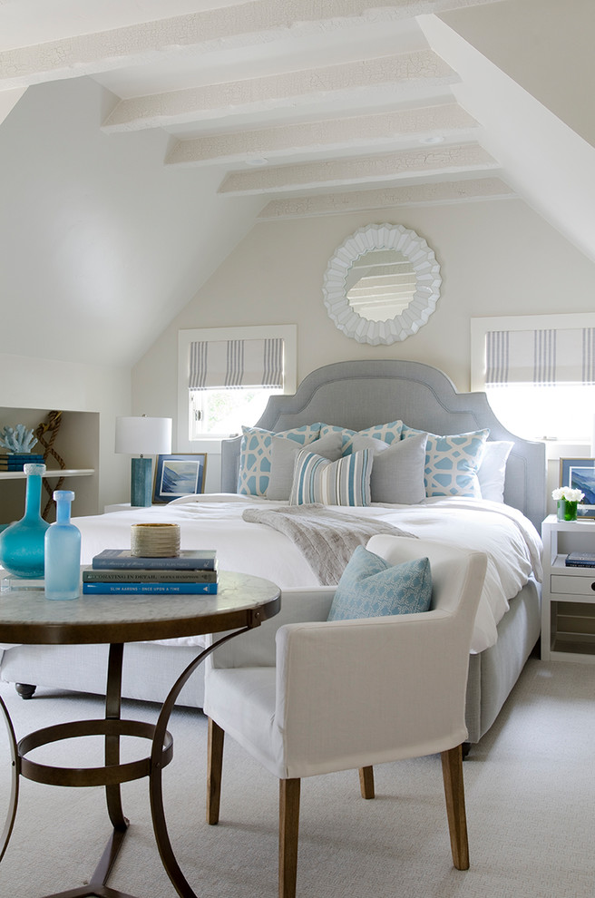 This is an example of a medium sized coastal master bedroom in San Francisco with white walls.