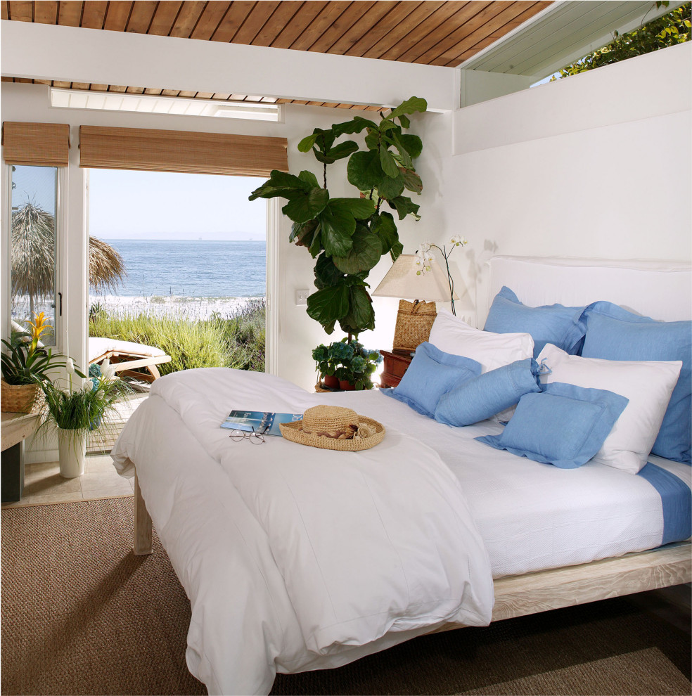 Design ideas for a beach style bedroom in Santa Barbara.