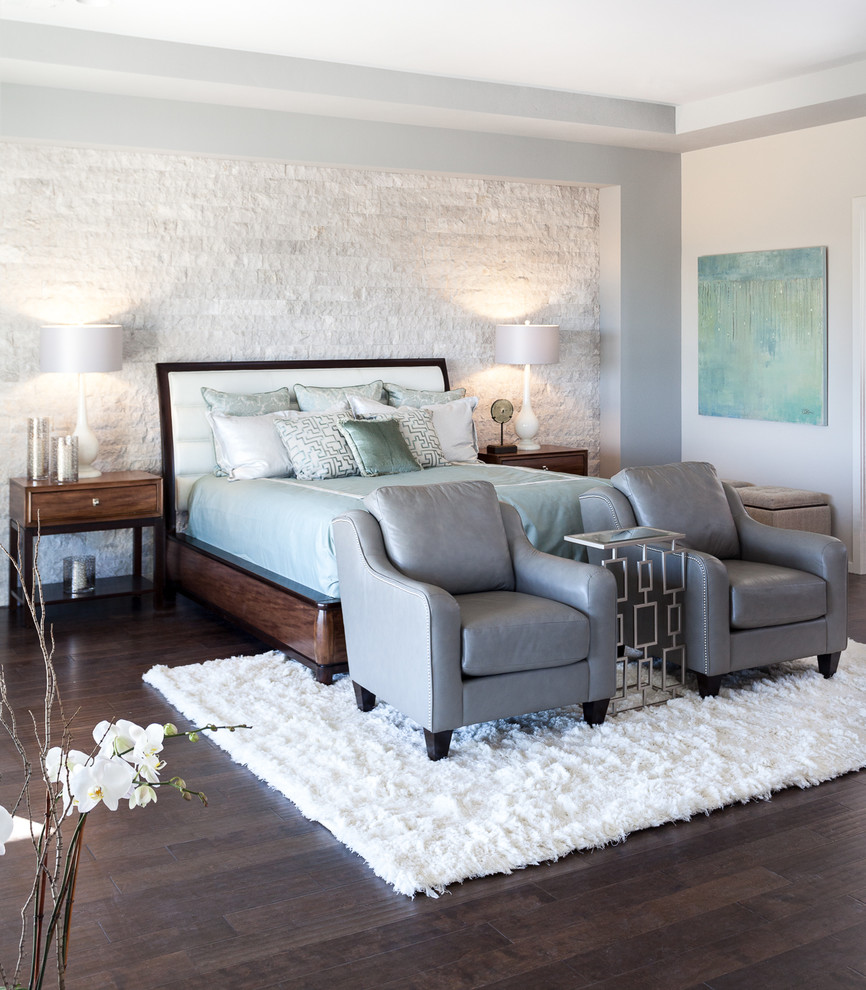 Inspiration for a contemporary dark wood floor bedroom remodel in Sacramento