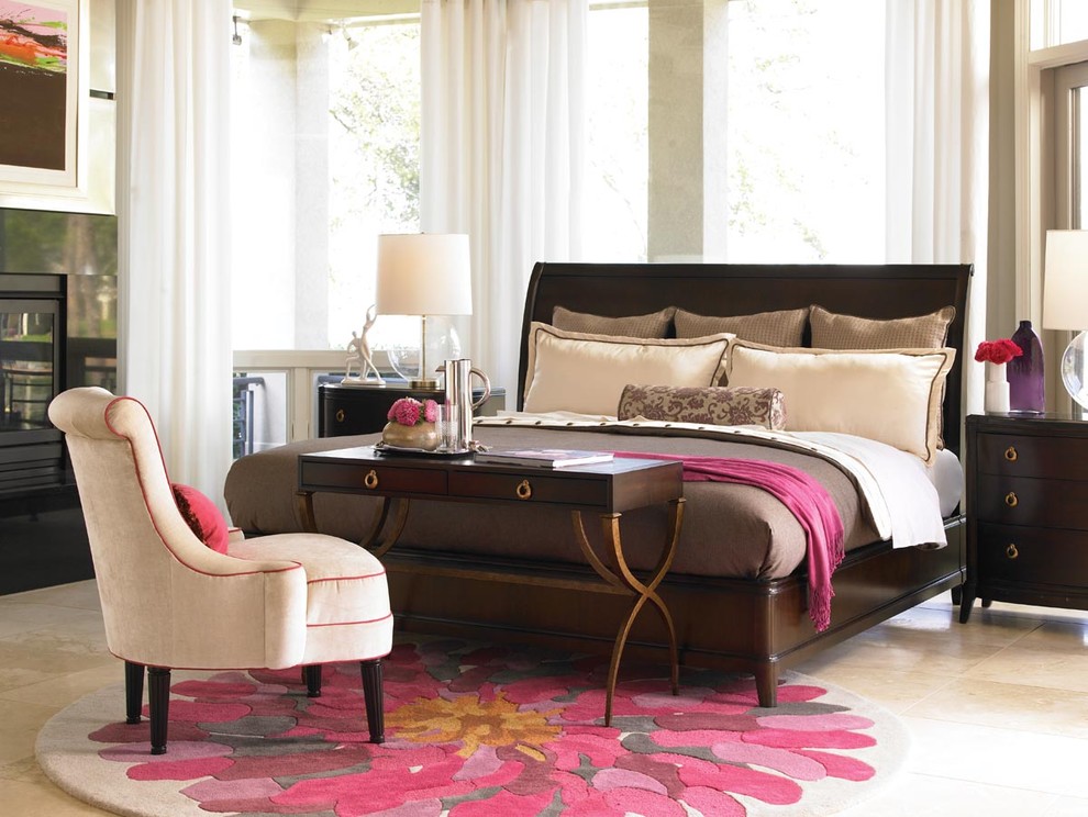 Bedroom - contemporary bedroom idea in Charlotte with beige walls