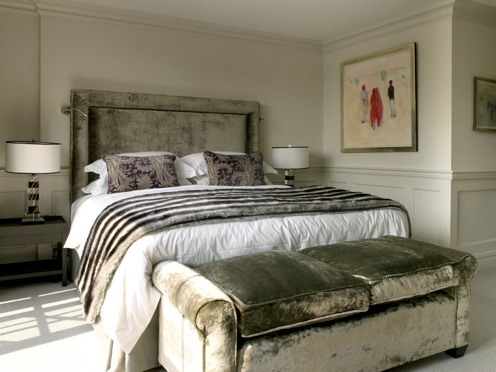 Design ideas for a medium sized traditional master bedroom in Wiltshire with carpet.