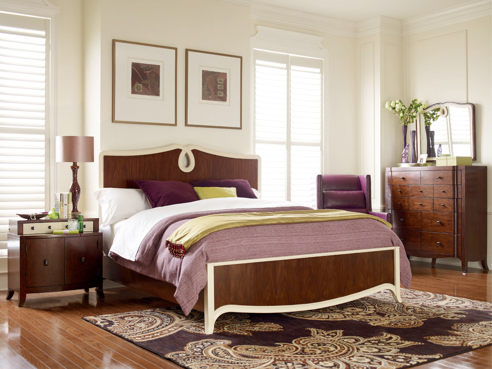Bedroom - mid-sized transitional master light wood floor bedroom idea in Jacksonville with white walls