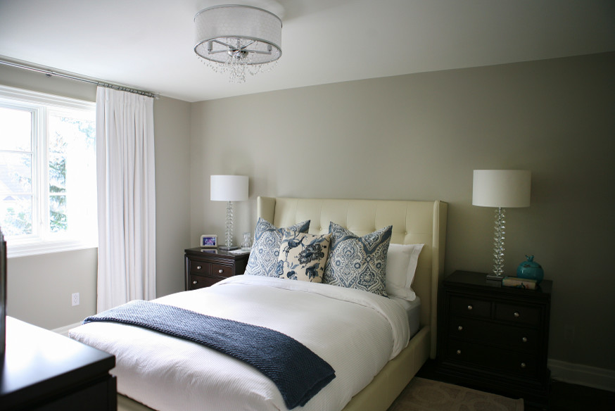 Design ideas for a large classic master bedroom in Toronto with grey walls.