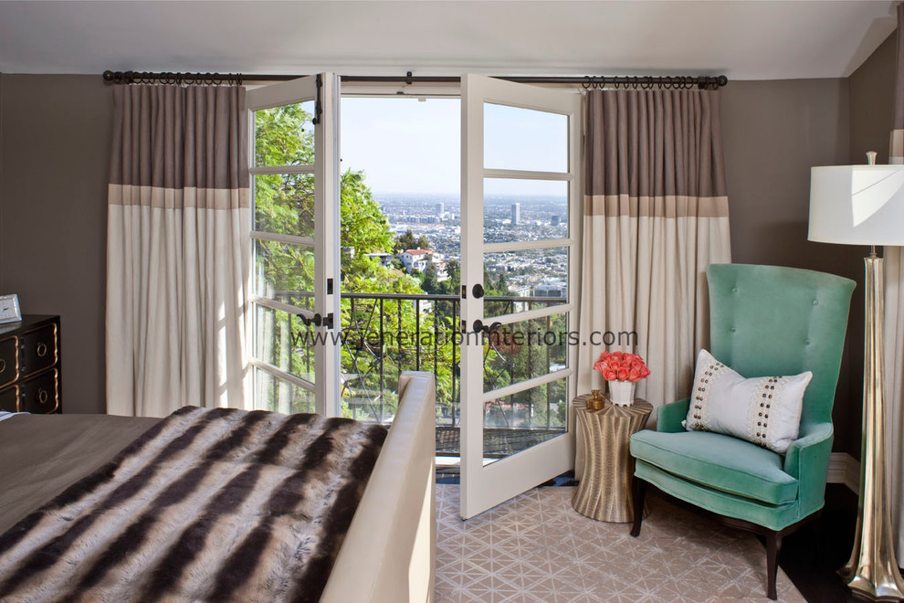 ロサンゼルスにあるコンテンポラリースタイルのおしゃれな寝室のレイアウト