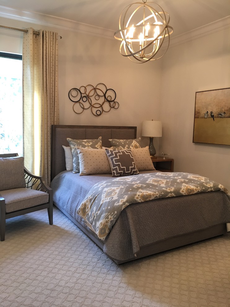 Idéer för att renovera ett vintage sovrum, med beige väggar