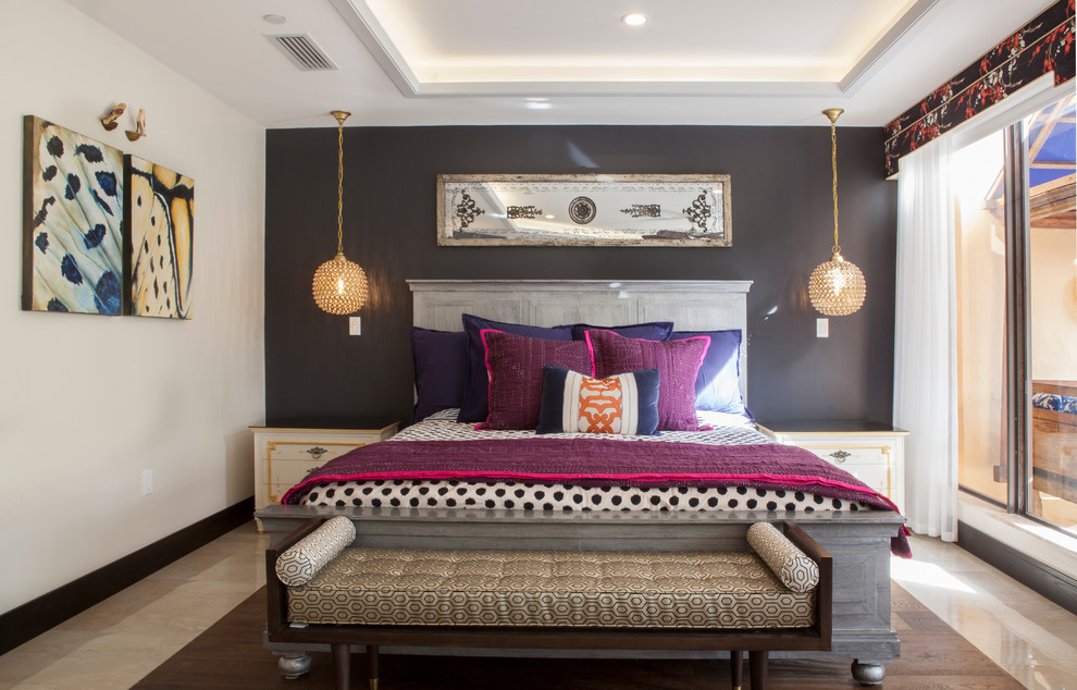 Источник вдохновения для домашнего уюта: гостевая спальня (комната для гостей) в современном стиле с серыми стенами без камина