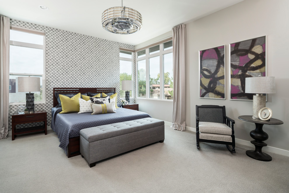Design ideas for a medium sized contemporary bedroom in Phoenix.