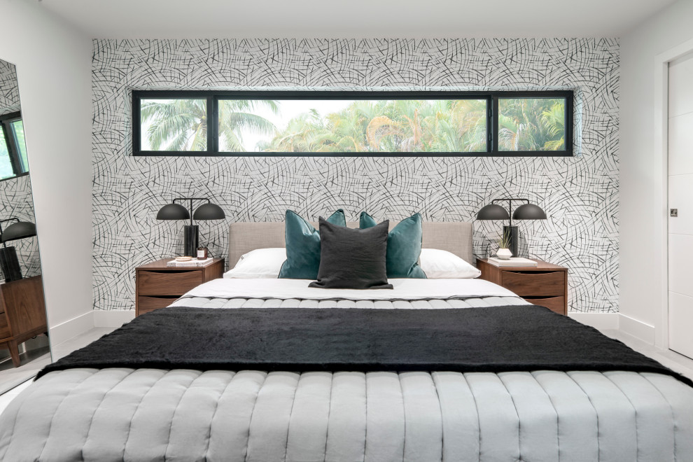 Idéer för mellanstora funkis sovrum, med flerfärgade väggar