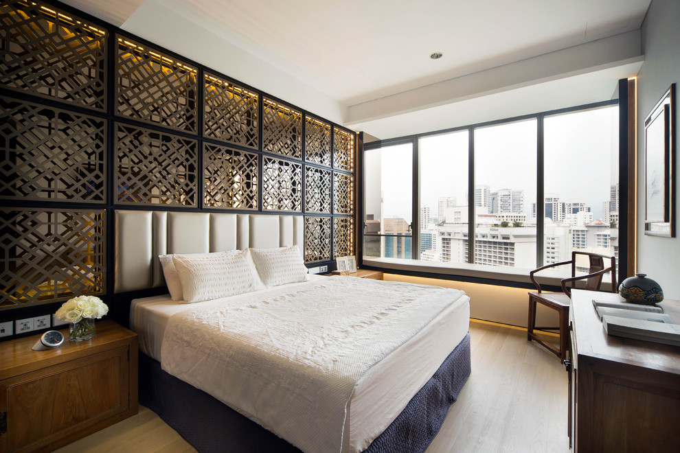 シンガポールにあるコンテンポラリースタイルのおしゃれな寝室