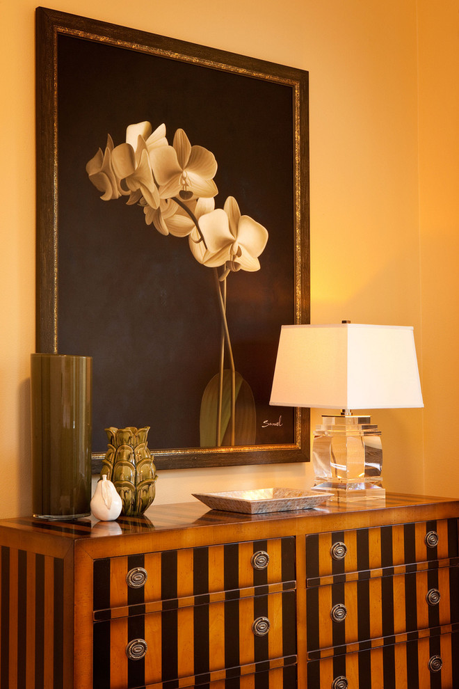 Trendy bedroom photo in Portland with beige walls