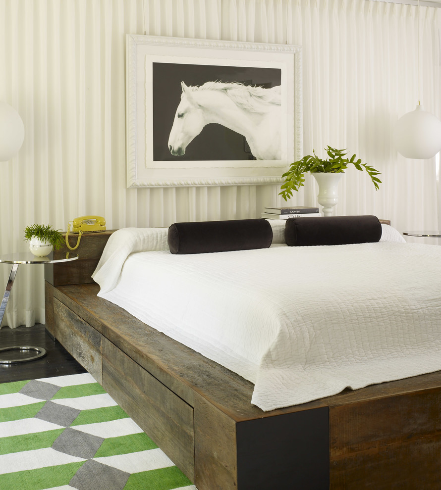 Bedroom - contemporary dark wood floor bedroom idea in Orange County