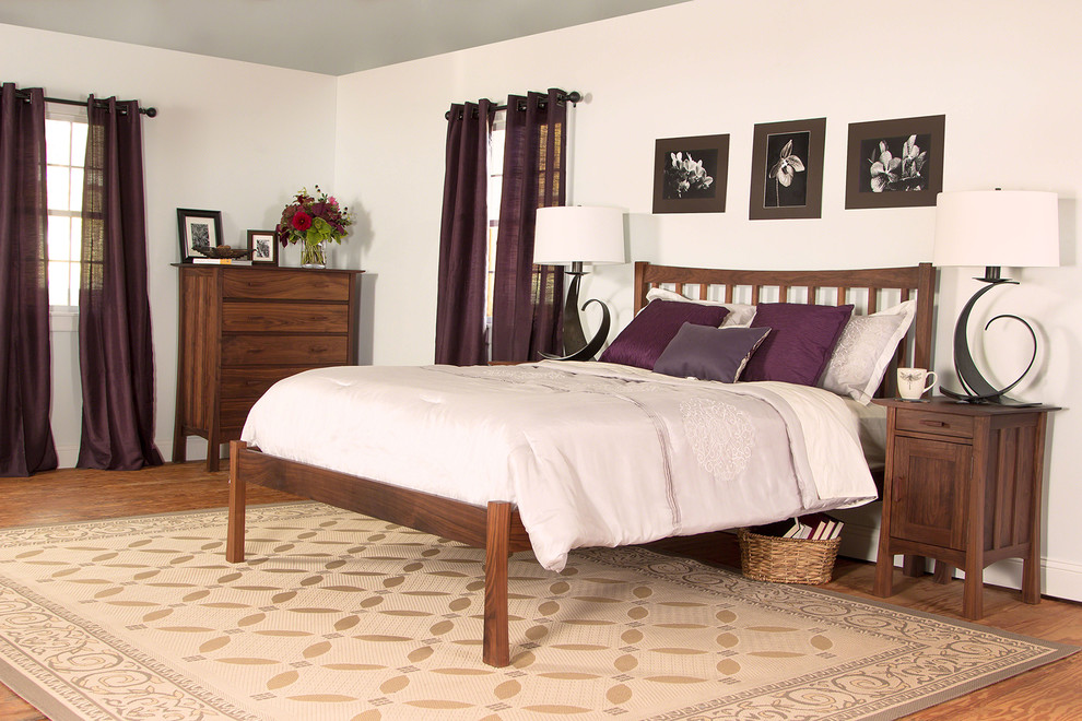 Mid-sized trendy master bedroom photo in Burlington with white walls
