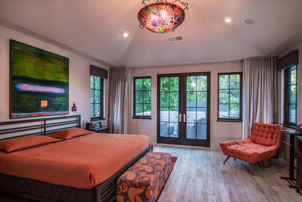 This is an example of a contemporary bedroom in Denver.