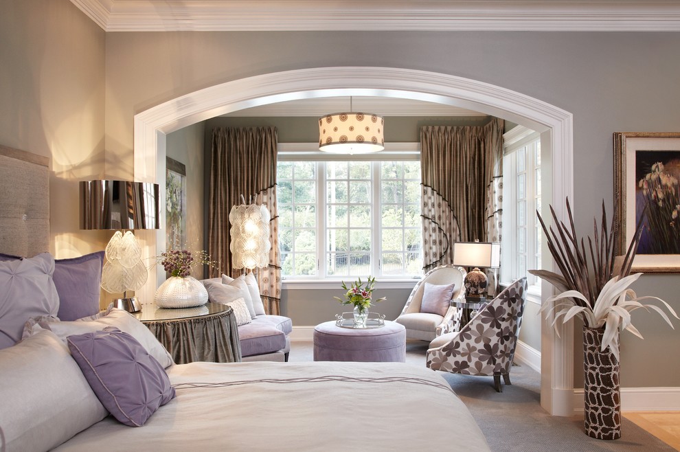 Photo of a traditional grey and silver bedroom in St Louis.
