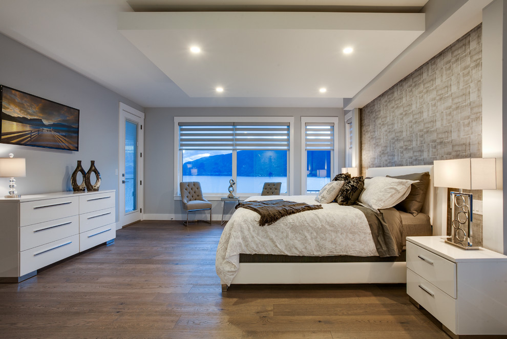 Photo of a large contemporary bedroom in Vancouver.