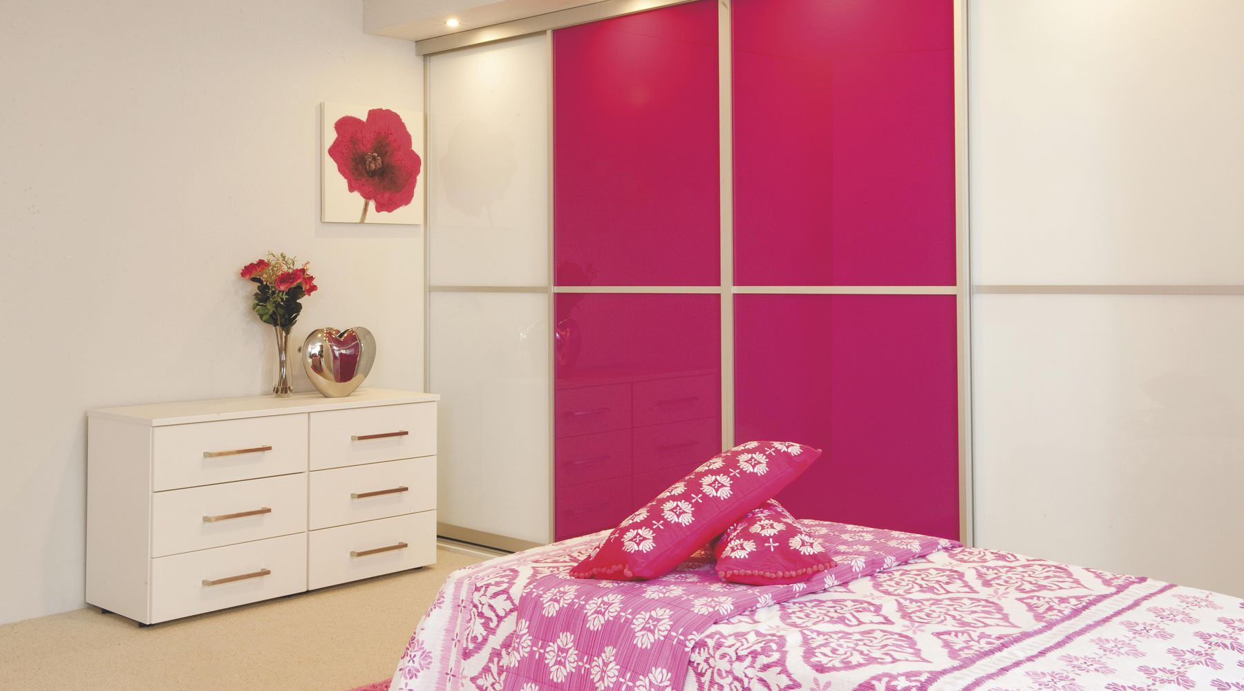 Contemporary Pink & White Gloss Sliding Wardrobe Doors - Contemporary -  Bedroom - Hampshire | Houzz