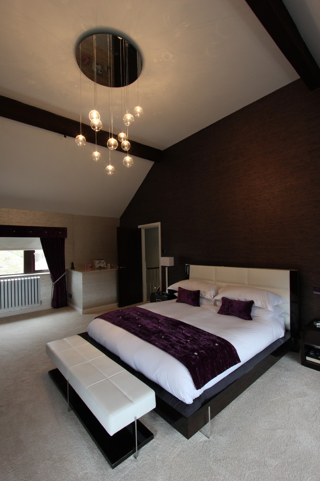 Example of a trendy bedroom design in Manchester