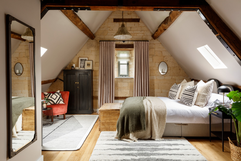 Design ideas for a rural bedroom in London.