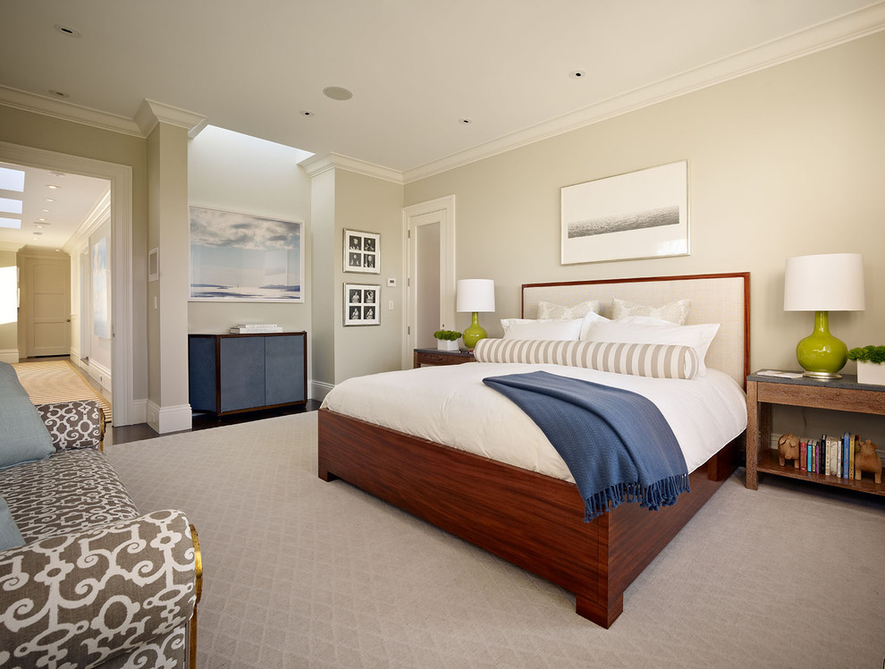 Trendy bedroom photo in San Francisco with gray walls
