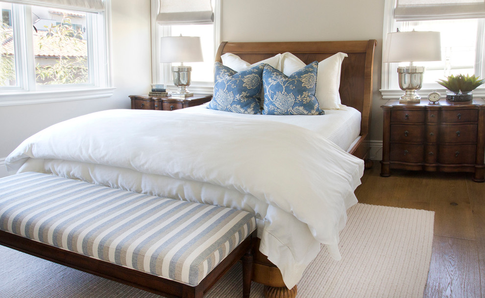 Photo of a coastal bedroom in Orange County.