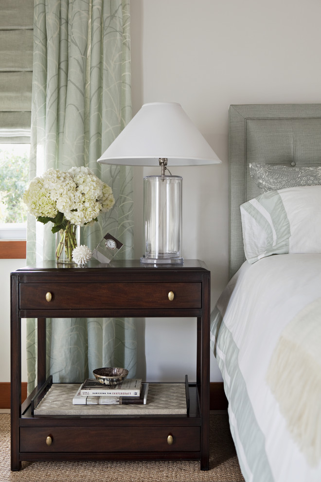 Transitional bedroom photo in Los Angeles with white walls