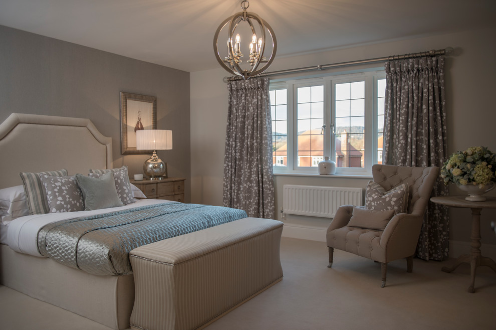 This is an example of a country grey and cream bedroom in Berkshire.