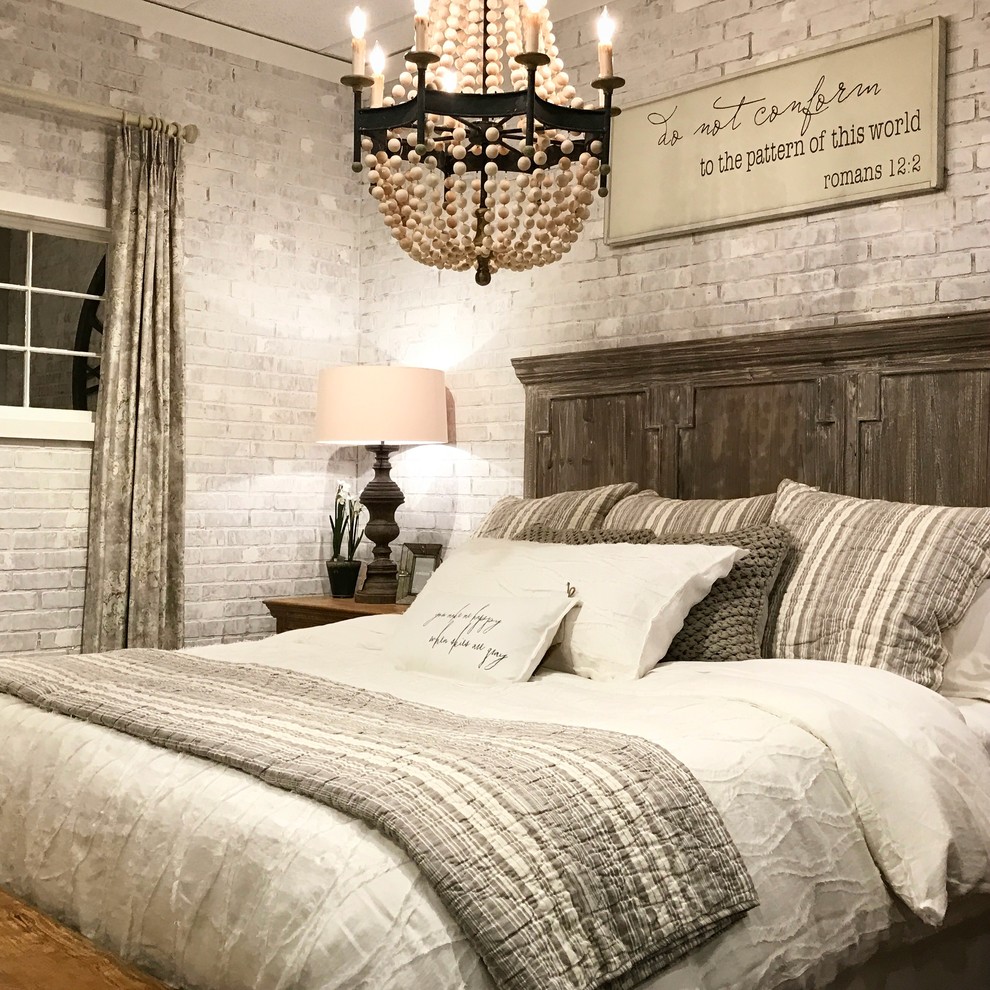 Creating an Aged Brick Wall Farmhouse Bedroom Nashville by JD's