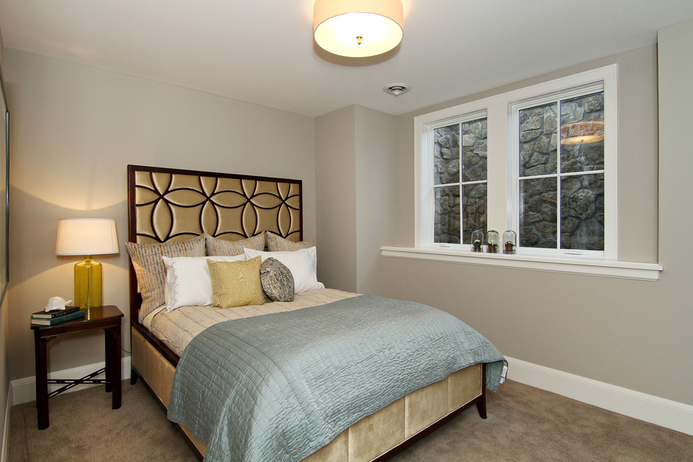 Bedroom - large transitional master carpeted bedroom idea in Minneapolis with beige walls and no fireplace