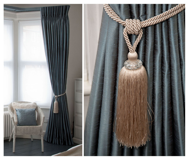 Double Pinch Pleat Curtains - Contemporary - Living Room - London - by  Village Blinds