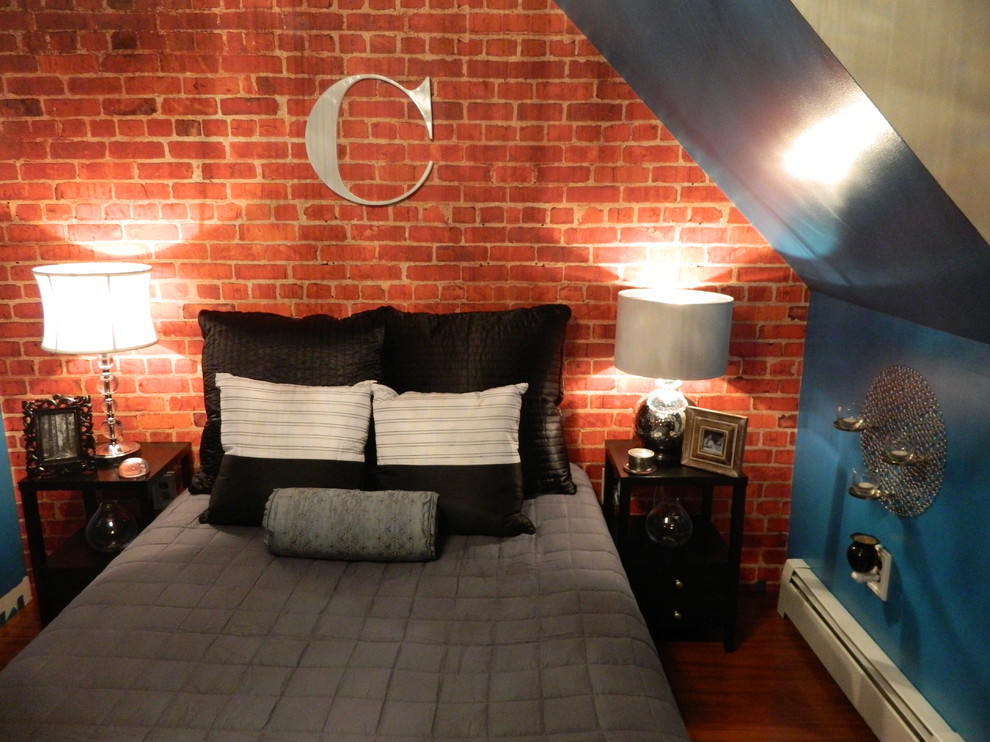 Custom Brick Wallpaper Loft Apartment Bedroom Contemporary Bedroom Atlanta by Totally