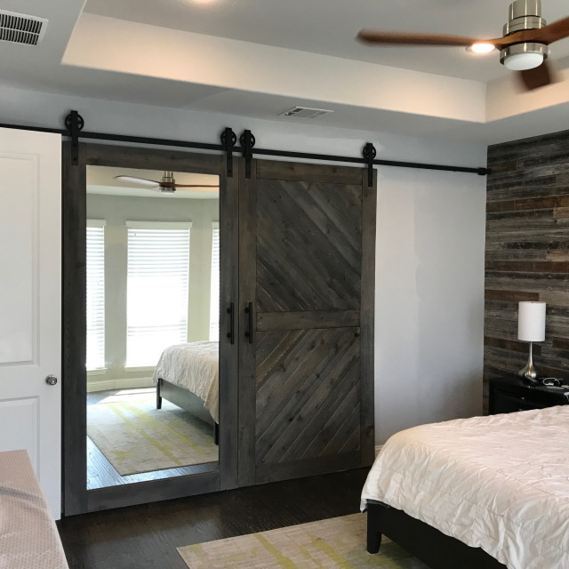 Custom Double Barn Doors with Full Length Mirror for Master Bathroom ...