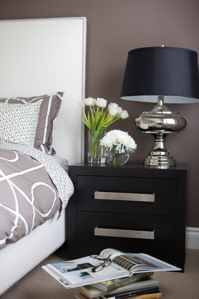 Example of a trendy bedroom design in Toronto with gray walls