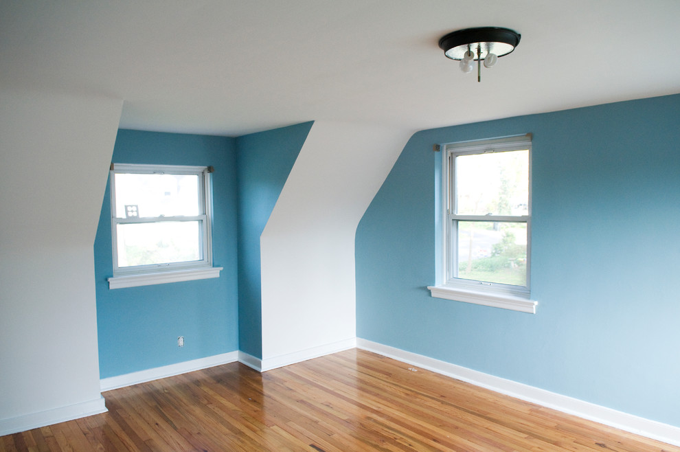 Idee per una camera da letto moderna con pareti blu