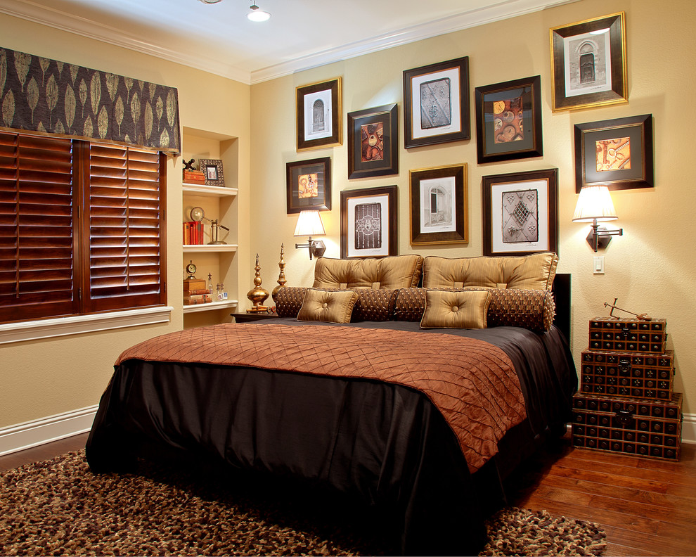 Inspiration for a classic bedroom in Orlando with yellow walls.